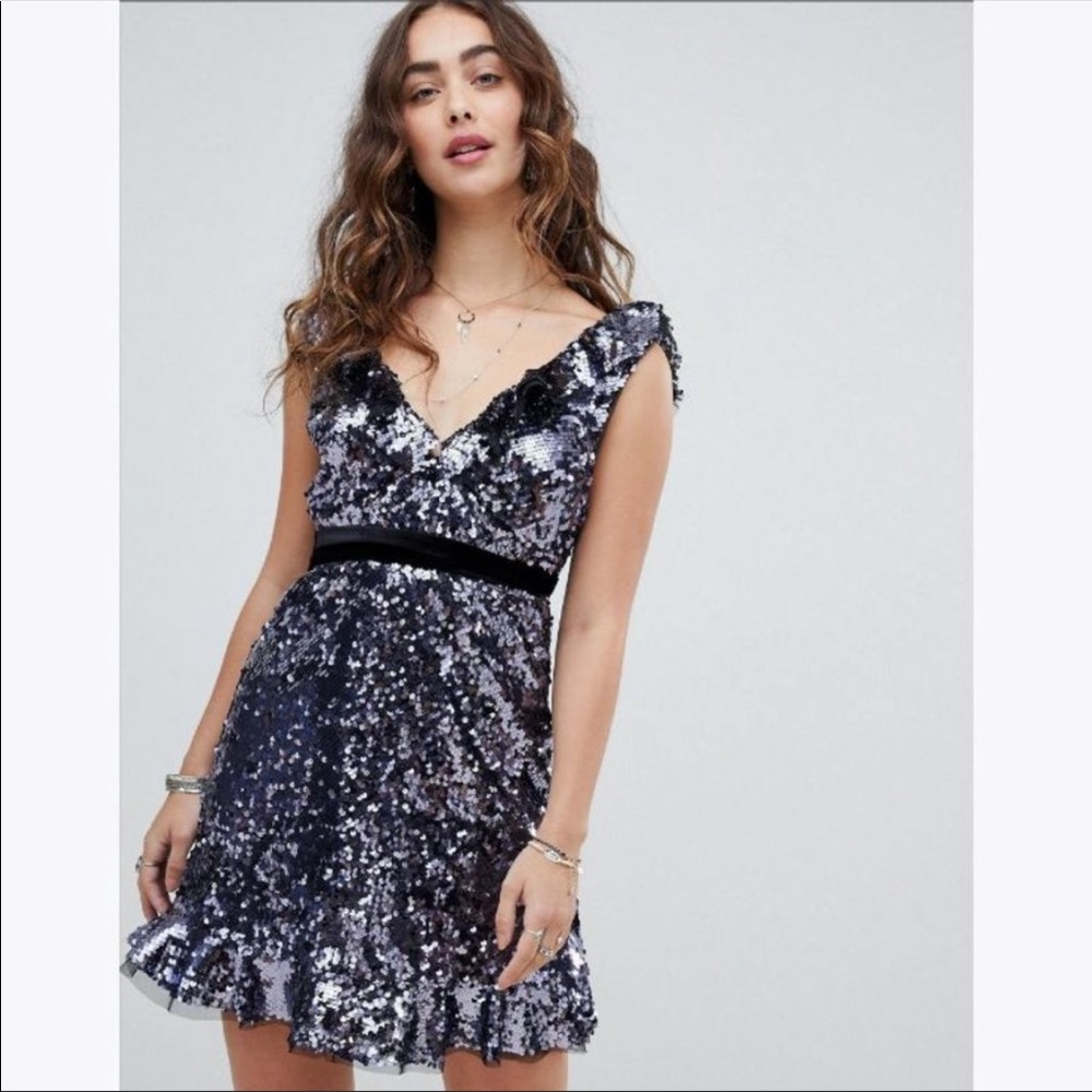Like new Free People Sequin Siren Mini Dress - Picture 2 of 14